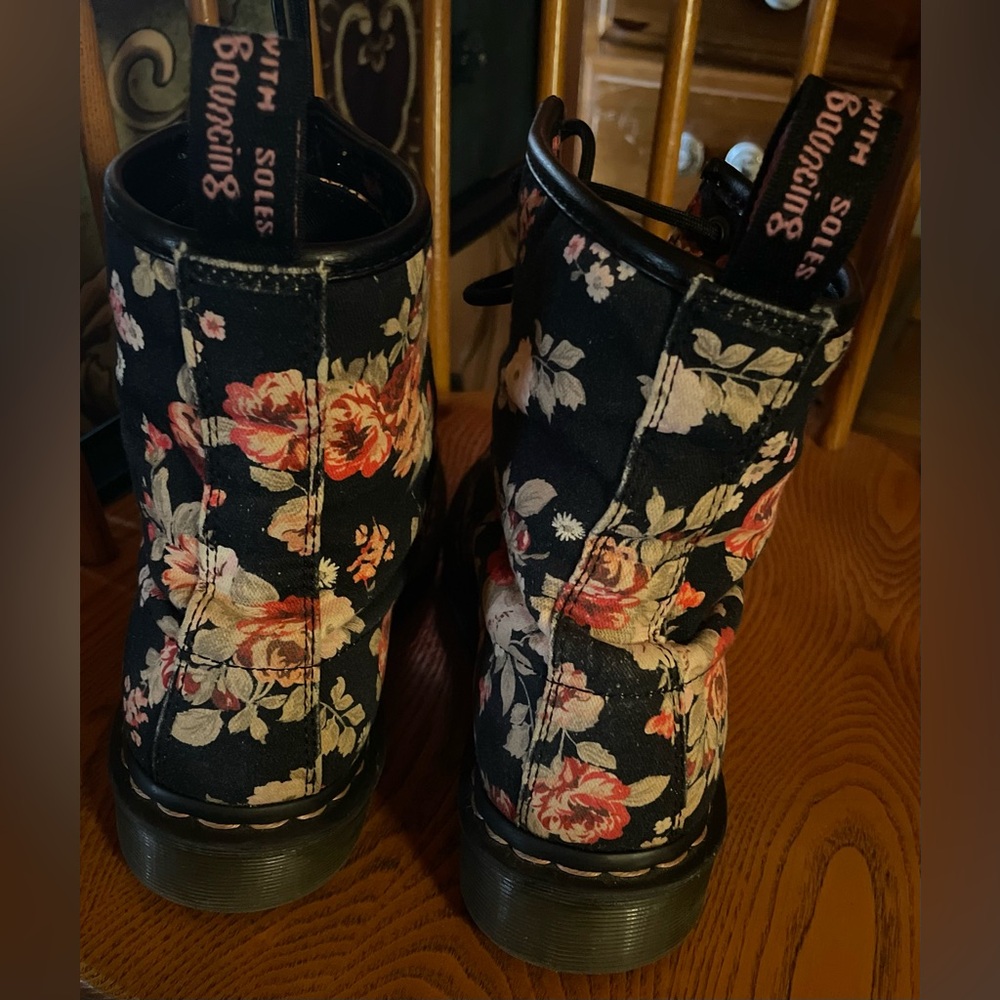 Dr. Martens Black Floral Airwair Combat Boots - Picture 7 of 11